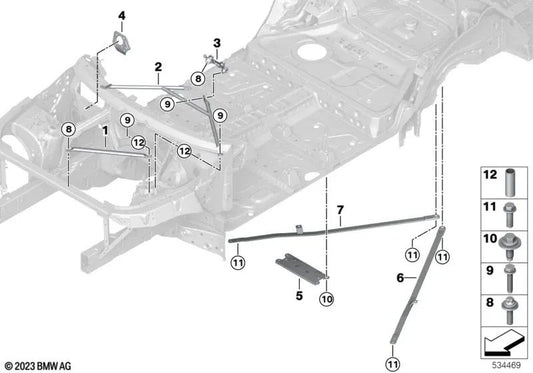 Barra de torretas delantera derecha para BMW X5 G05, G18, G06, G07, G09 (OEM 51617329746). Original BMW.