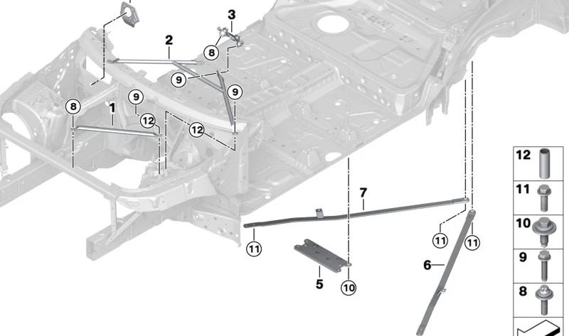 Torsionsstab hinten rechts für BMW X5 G05, G05N, X6 G06, G06N, X7 G07, G07N, XM G09 (OEM 51617464174). Original BMW