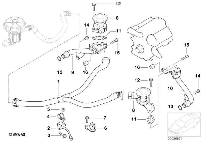 Conducción de aire para BMW Serie 5 E60, E61 Serie 6 E63, E64 Serie 7 E65, E66 (OEM 11727541419). Original BMW.