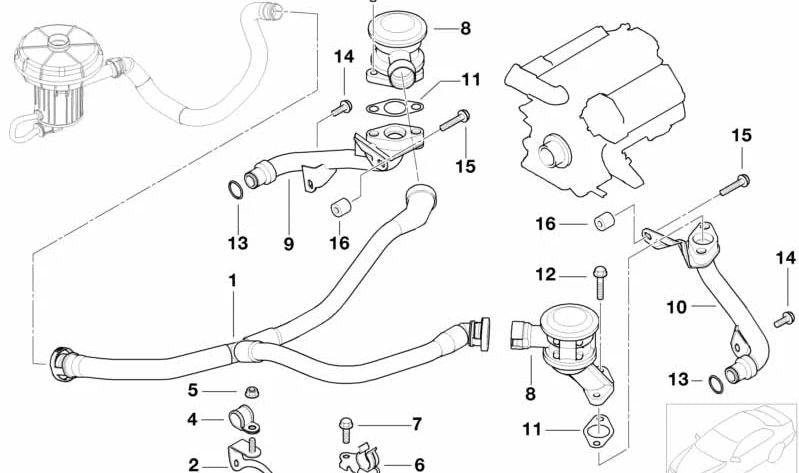 Suporte à válvula EGR 11727508275 para BMW E60, E61, E63, E64, E65, E66. BMW original.