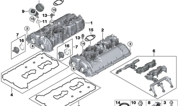 Tapa de llenado de aceite OEM 11128601716 para BMW G30, G11, G12. Original BMW