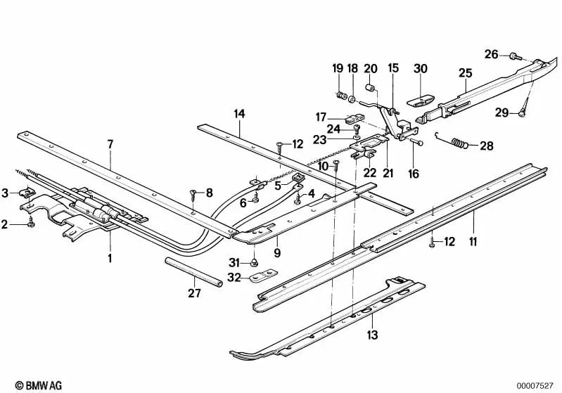 Kulisse links for BMW 3 Series E30, 5 Series E28, 7 Series E23 (OEM 54121941321). Genuine BMW