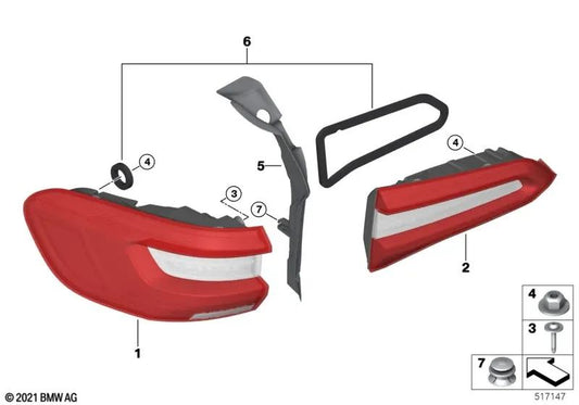 Left side LED taillight for BMW F95, G05, G18 (OEM 63215A164B1). Original BMW.