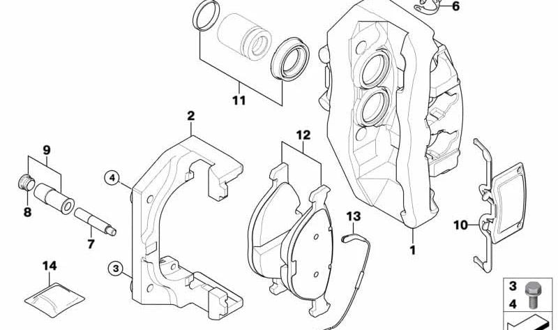 Soporte de pinza de freno trasera OEM 34112283171 para BMW E60, E61, E63, E64. Original BMW.