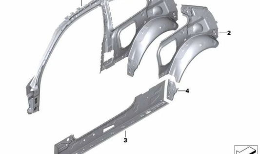 Marco lateral interior derecho para BMW F22, F22N (OEM 41007342096). Original BMW