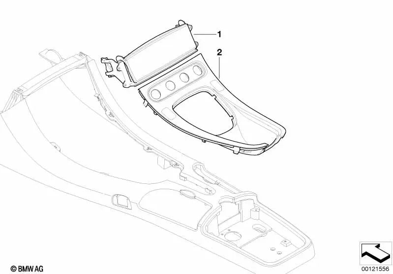 Center console cover for BMW Z8 E52 (OEM 51168020598). Genuine BMW.