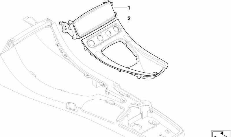 Portador funcional de la consola central para BMW E52 Z8 (OEM 51168020596). Original BMW