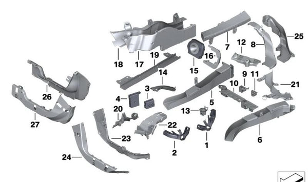 Canal de cable para BMW Serie 5 F18, Serie 7 F01, F01N, F02, F02N, F04 (OEM 61139168444). Original BMW