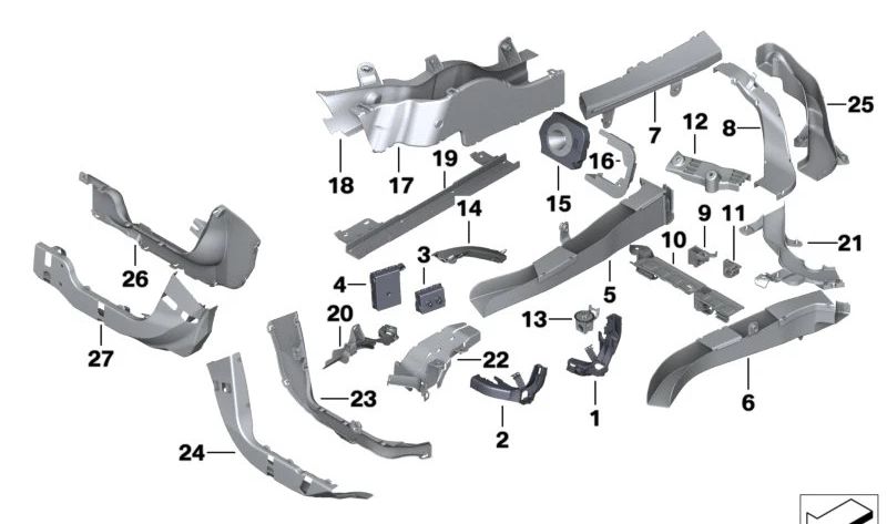 Tapa superior del canal de cableado trasero OEM 61139168438 para BMW F01, F02, F04, F18. Original BMW