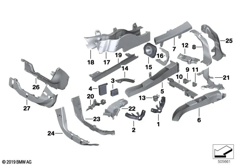 Linker Tragrahmen für BMW 7er F01, F02, F04 (OEM 61139175319). Original BMW.