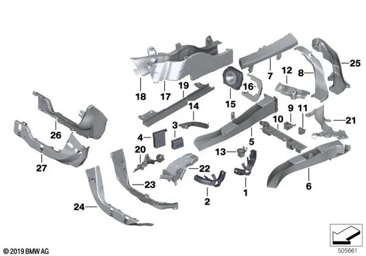 Marco de soporte izquierdo para BMW Serie 7 F01, F02, F04 (OEM 61139175319). Original BMW.