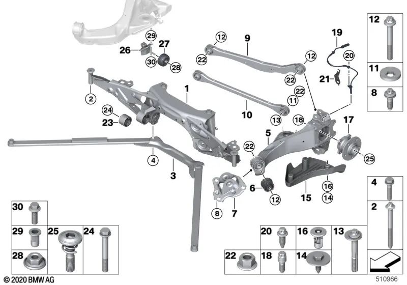 Bandeja de suspensión inferior para BMW F44 (OEM 33328845176). Original BMW