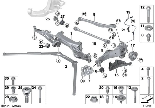 Bandeja de suspensión inferior para BMW F44 (OEM 33328845176). Original BMW