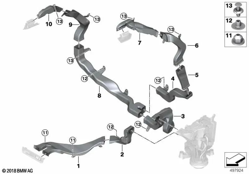 Rechtlicher Kaltluftkanal für BMW X7 G07, G07N (OEM 64227466096). Original BMW.