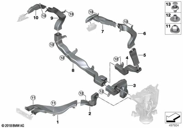 Canal de aire frío derecho para BMW X7 G07, G07N (OEM 64227466096). Original BMW.