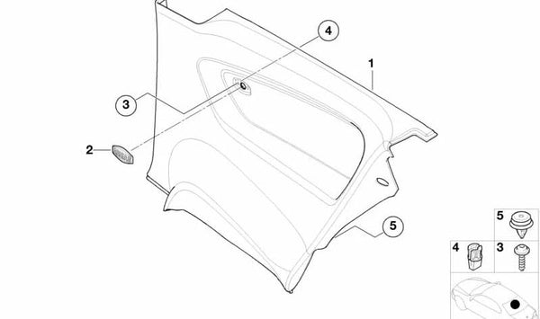 Revestimiento lateral trasero izquierdo para BMW Serie 3 E46 (OEM 51438267083). Original BMW