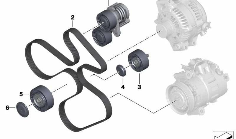 Correa poli V para BMW E89 (OEM 11287628654). Original BMW