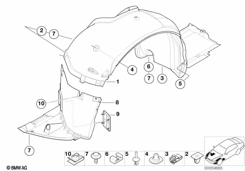 Tapa izquierda para BMW Serie 3 E46 (OEM 51717894515). Original BMW