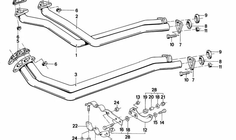 Tubo de escape intermedio OEM 18111178023 para BMW E30. Original BMW.