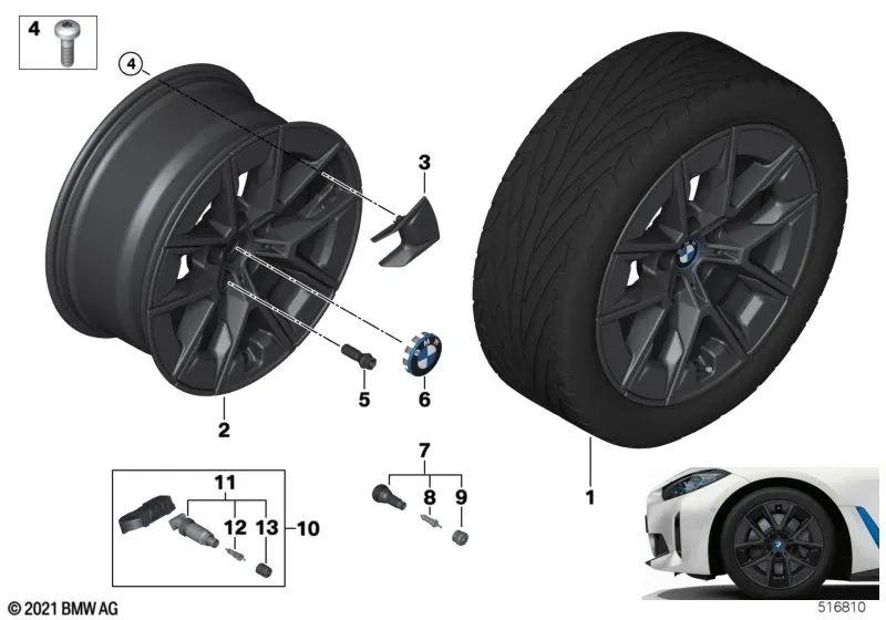 Llanta de aleación ligera gris gunmetal para BMW (OEM 36106896774). Original BMW