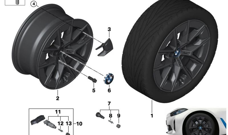 Rueda de aleación gris metalizado para BMW Serie 4 G26E, G26F (OEM 36105A08CA1). Original BMW.