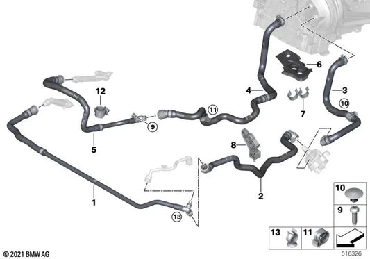 Rohrhalterung für BMW 1er E87, E87N, 2er U06, 3er E90, E90N, E91, E91N, E92, E92N, E93, E93N, F30, 5er E60N, E61N, F07, F10, 6er F06, F12, F13, Serie 7 F01, F02, X1 U11, X5 E70, E70N, F15, F85, X6 E71, E72, F16, F86 (OEM 117275110).