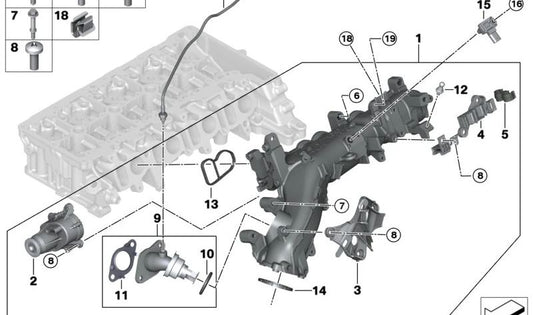 Soporte para BMW Serie 2 G42, Serie 3 G20, G21, G28, Serie 4 G22, G23, G26, Serie 5 G30N, G31N, Serie 6 G32N, X3 G01N, X4 G02N, X5 G05 (OEM 11617925800). Original BMW