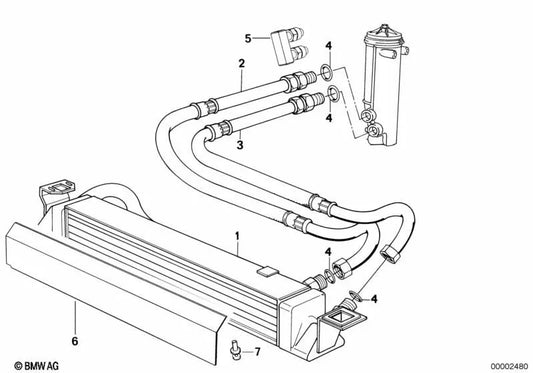 Oil Cooler Feed Pipe for BMW E32 (OEM 17211723780). Original BMW.