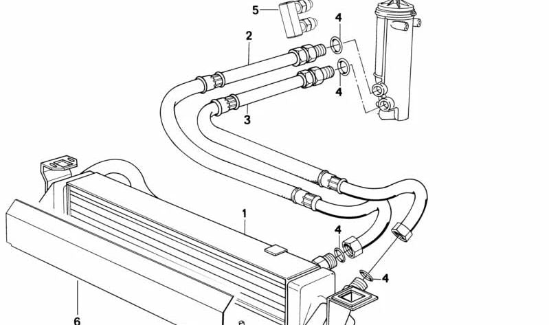 Tubo de retorno del radiador de aceite OEM 17211723781 para BMW E32 (730i, 735i, 740i, 750i). Original BMW.