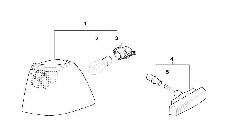 Piloto adicional blanco izquierdo para BMW E34 (OEM 82199404387). Original BMW