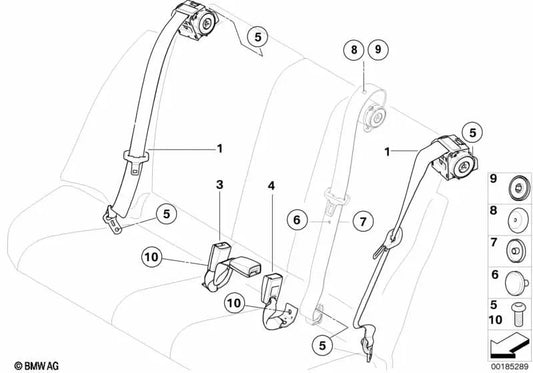 Sicherheitsgurt hinten rechts für BMW E81, E87. Original BMW. . Original BMW