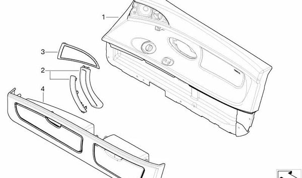 Asidero de puerta izquierdo para BMW Z8 E52 (OEM 51418020641). Original BMW.