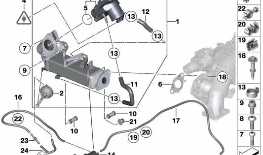 Tubos OEM duplos 11748574348 para BMW F07 (série 5 GT), F10 (5 Berlina Series), F11 (5 séries de turismo). BMW original.