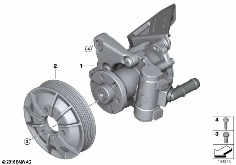 Bomba de dirección asistida para BMW E81, E82, E87, E88, E90, E91, E92, E93, E84 (OEM 32416769887). Original BMW