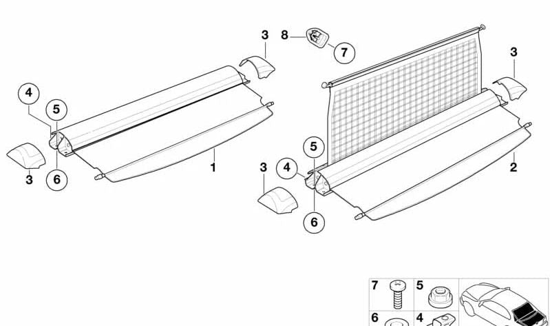 Sun protection blind for various BMW models/series (OEM 51478407129). Original BMW