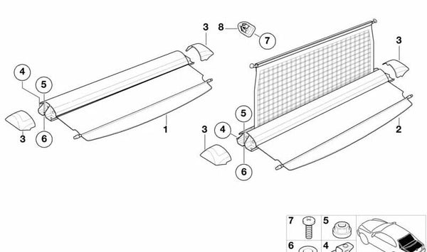 Persiana de protección solar para varios modelos/series de BMW (OEM 51478407129). Original BMW