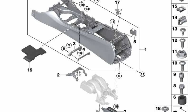 Soporte de la Consola Central para BMW G11, G12 (OEM 51169301754). Original BMW