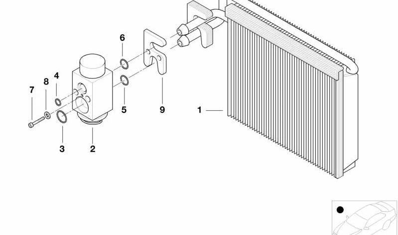 Evaporador para BMW Serie 3 E46 (OEM 64118372772). Original BMW