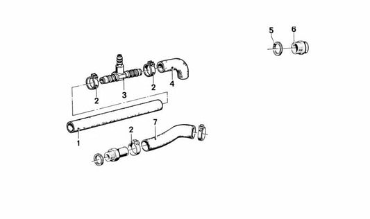 Mangueira de refrigerante OEM 1153126457 para BMW E12. BMW original.