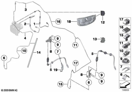 Soporte del tubo de freno derecho para BMW E84 (OEM 34306790090). Original BMW