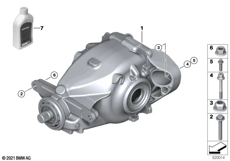 Diferencial trasero para BMW F20N, F21N, F22, F23, F30, F30N, F31, F34, F35N, F36 (OEM 33108485723). Original BMW