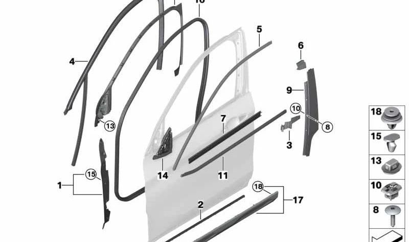 Embellecedor Pilar B Puerta Delantera Derecha para BMW X2 F39 (OEM 51337420828). Original BMW