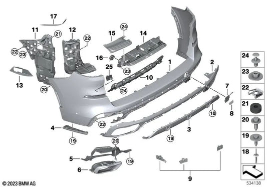 Embellecedor del sistema de escape derecho para BMW X5 G05, G05N, G18N, X6 G06, G06N, X7 G07, G07N (OEM 51125A5C8E6). Original BMW