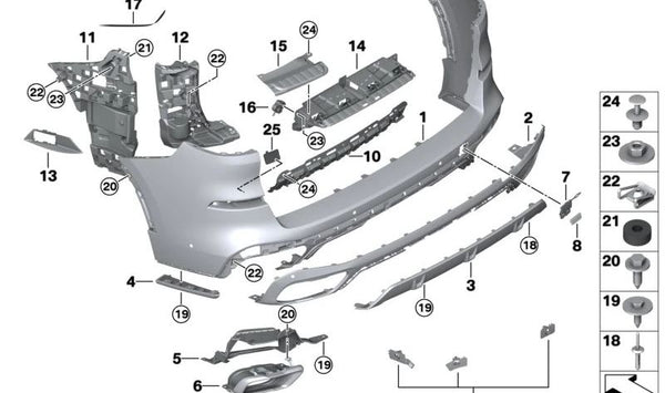 Refuerzo parachoques trasero inferior para BMW X5 F95, G05, G18 y X6 F96, G06 (OEM 51128070332). Original BMW