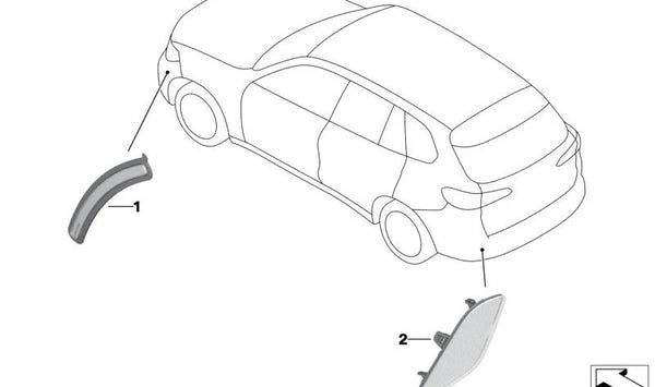 Catadióptrico / Reflector lateral derecho OEM 63147437080 para BMW G05, F95. Original BMW.