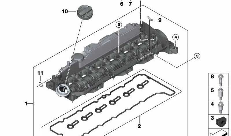 Tornillo ASA para BMW Serie 1 F20N, F21N, Serie 2 F45, F46, Serie 3 G20, G21, Serie 5 G30, G31, Serie 6 G32, Serie 7 G11, G12, Serie 8 G14, G15, G16, X1 F48, X3 G01, X4 G02, X5 G05, X6 G06, X7 G07, MINI F54, F55 (OEM 11128572811). Original BMW