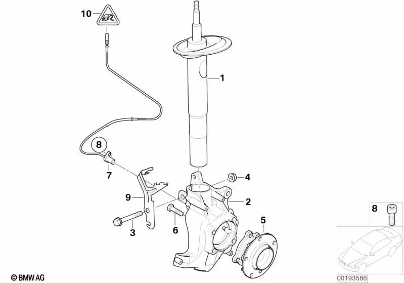 Amortiguador delantero derecho para BMW Serie 5 E60 (OEM 31312283126). Original BMW