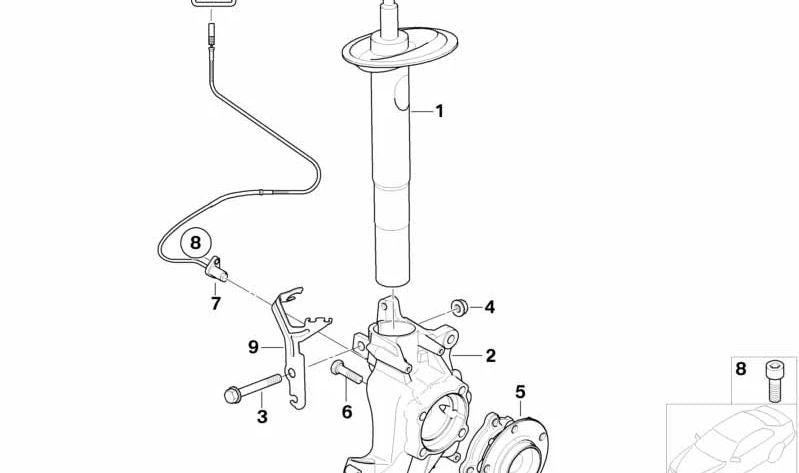 Amortiguador delantero izquierdo OEM 31306765103 para BMW E64 (Serie 6 Cabrio). Original BMW.