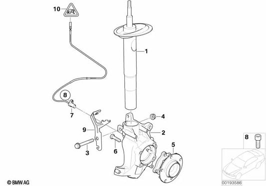 Amortiguador delantero izquierdo para BMW E63, E63N (OEM 31316768923). Original BMW