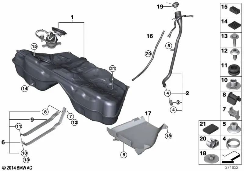 Tubo de llenado de plástico para BMW F06, F12N (OEM 16112284207). Original BMW